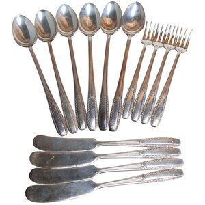 Vintage 1937 Classic Filigree Harmony Plate AA Silverplate 14 pc Set